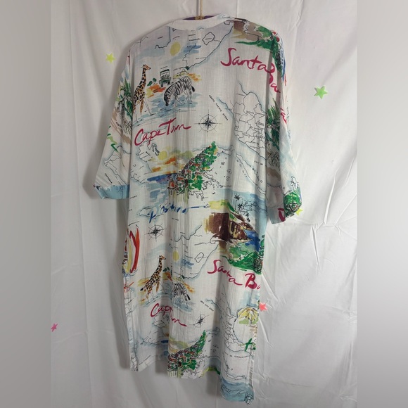 Gap Love Dreamwell Print Crinkle Popover Linen Blend Oversized Shirt Dress  M - Picture 13 of 16